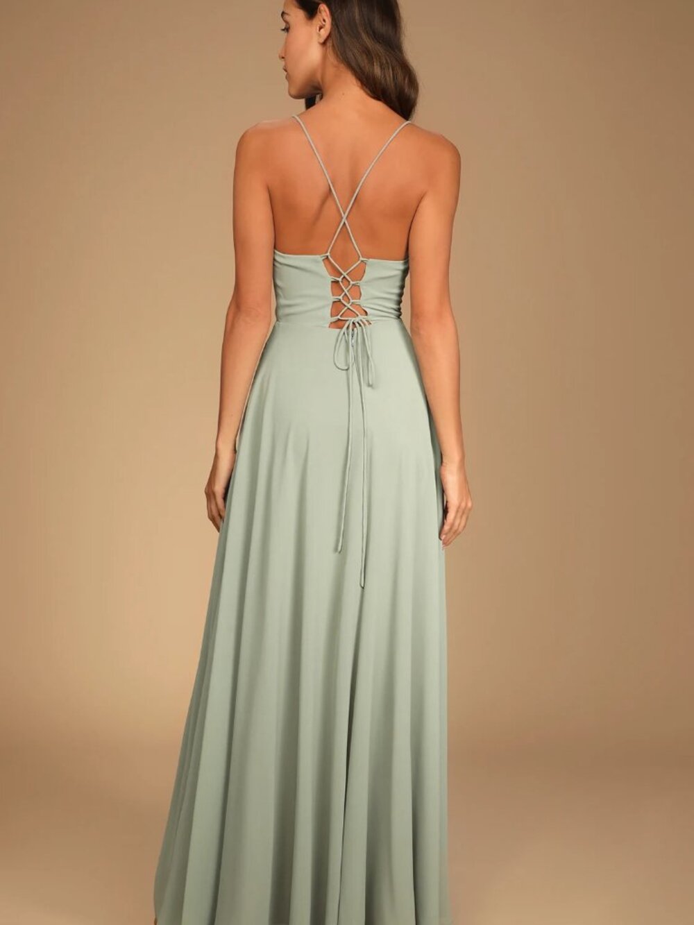 Lulu's Sage Green Flowing Maxi Dress - Picture 2 of 7
